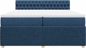 vidaXL Κρεβάτι Boxspring με Στρώμα Μπλε 200x200 εκ. Υφασμάτινο