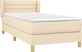 vidaXL Κρεβάτι Boxspring με Στρώμα Κρεμ 90x200 εκ.Υφασμάτινο