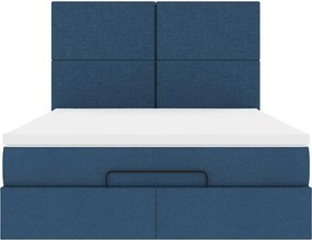 vidaXL Οθωμανικό κρεβάτι με στρώμα μπλε 140x190cm ύφασμα