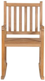 vidaXL Πολυθρόνα Κουνιστή από Μασίφ Ξύλο Teak με Κρεμ Μαξιλάρι