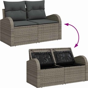 vidaXL Σετ Καναπέ Κήπου με αποθήκευση 7 pcs Γκρι συνθετικό ρατάν