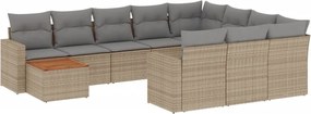 vidaXL Patio Sofa Set 10-θέσια Μικτό μπεζ και γκρι