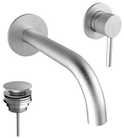 Armando Vicario Industrial Inox Μπαταρία Νιπτήρος Εντοιχισμού 2 Οπών+Βαλβίδα clic-clac 512045-110 R0338-110