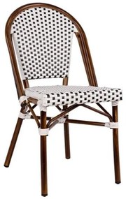 ΚΑΡΕΚΛΑ BISTRO ΑΛΟΥΜΙΝΙΟΥ BAMBOO LOOK ΜΕ ΛΕΥΚΟ-ΜΑΥΡΟ RATTAN HM5566.01 45x54x90Υεκ.
