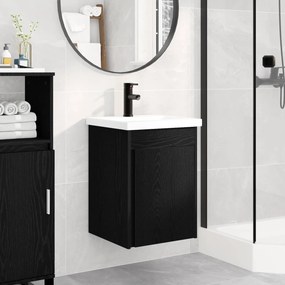 vidaXL Μονάδα μπάνιου με βρύση Μαύρη Δρυς 42 x 40 x 74,5 εκ
