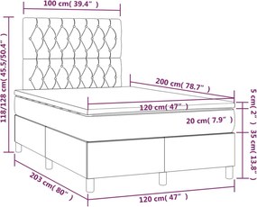 vidaXL Κρεβάτι Boxspring με Στρώμα Μαύρο 120x200 εκ. Υφασμάτινο