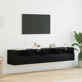 vidaXL Βάσεις τηλεόρασης 2 pcs Μαύρη Οξυά Επεξεργασμένο Ξύλο