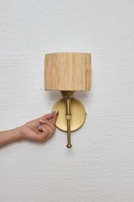 Stewehome Boho Ραφία Οβάλ Χειροποίητο Led Απλίκ Εσκιτμέ Gold 24x30x30 cm
