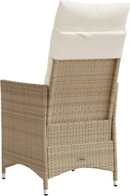 vidaXL Πολυθρόνα Κήπου Ανακλινόμενη Μπεζ Συνθετικό Ρατάν + Μαξιλάρια