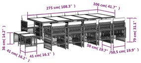 vidaXL Σετ Τραπεζαρίας Κήπου 15 τεμ. Γκρι Συνθετικό Ρατάν με Μαξιλάρια