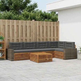 vidaXL Σειρά Καναπέ Εξωτερικού 6 pcs Φυσικό και Ανθρακί
