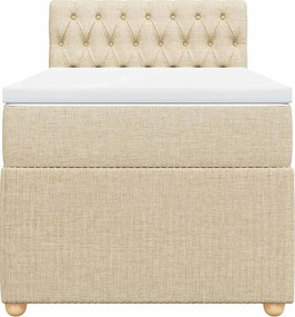 vidaXL Κρεβάτι Boxspring με Στρώμα Κρεμ 90x200 εκ.Υφασμάτινο