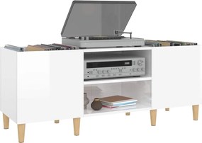 vidaXL Δισκοθήκη Γυαλιστερή Λευκή 121x38x48 εκ. από Επεξεργασμένο Ξύλο
