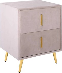 PASSION  Κομοδίνο με 2 Συρτάρια, Ύφασμα Velure Απόχρωση Cappuccino