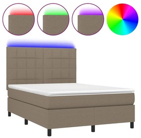 ΚΡΕΒΑΤΙ BOXSPRING ΜΕ ΣΤΡΩΜΑ &amp; LED TAUPE 140X200 ΕΚ. ΥΦΑΣΜΑΤΙΝΟ 3134881