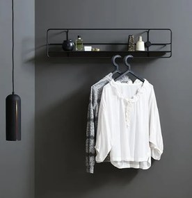 Ραφιέρα κρεμάστρα τοίχου Nextdeco μεταλλική μαύρη 90x13,5xΥ21εκ.