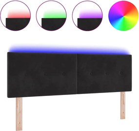 vidaXL LED κεφαλάρι με φώτα λωρίδας LED Μαύρο 160 cm Πολυεστέρας