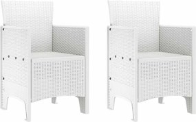 vidaXL Καρέκλα Κήπου 2 pcs Λευκό 53 x 49 x 85 εκ. Πολυπροπυλένιο
