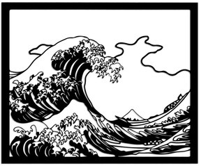 Διακοσμητικό Τοίχου Hokusai 891TNL3569 56x45cm Black Wallity Μέταλλο