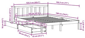 ΣΚΕΛΕΤΟΣ ΚΡΕΒ. ΧΩΡΙΣ ΣΤΡΩΜΑ ΚΑΦΕ ΚΕΡΙΟΥ 120X190 ΕΚ ΜΑΣΙΦ ΠΕΥΚΟ 3301487