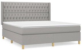 vidaXL Κρεβάτι Boxspring με Στρώμα Ανοιχτό Γκρι 180x200 εκ. Υφασμάτινο