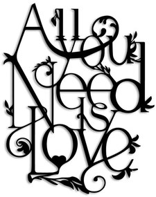 Διακοσμητικό Τοίχου All You Need is Love 891TNL3347 44x57cm Black Wallity Μέταλλο