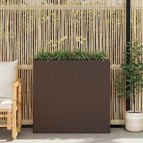 vidaXL Ζαρντινιέρα Υπερυψωμένη με 4 Δοχεία Καφέ από Συνθετικό Ρατάν