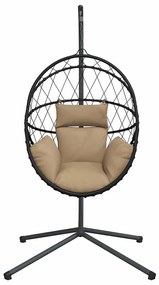 vidaXL Πολυθρόνα Egg Κρεμαστή με Βάση Taupe Συνθ. Ρατάν / Ατσάλι