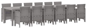 vidaXL Σέτ φαγητού για κήπο 13 pcs Ανοιχτό γκρι Rattan Polt