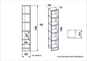Βιβλιοθήκη Χρυσό / Λευκό MEVUN 32.2x31.3x178.5