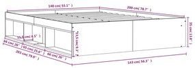 Πλαίσιο Κρεβατιού Γκρι Sonoma 140 x 200 εκ. - Γκρι