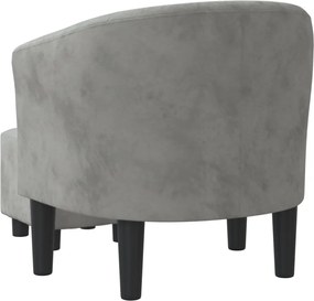 vidaXL Πολυθρόνα Μπάρελ με Υποπόδιο Ανοιχτό Γκρι Βελούδινη