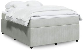 vidaXL Κρεβάτι Boxspring με Στρώμα Ανοιχτό Γκρι 140x200 εκ. Βελούδινο