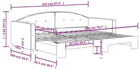 Καναπές Κρεβάτι Συρόμενος Ανοιχτό Γκρι 90 x 200 εκ. Βελούδινος - Γκρι