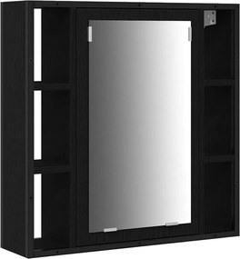 vidaXL Μονάδες Νιπτήρα Μπάνιου με ράφι 3 pcs Μαύρο Επεξεργασμένο ξύλο