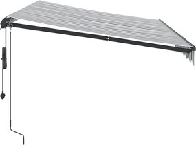 vidaXL Τέντα Πτυσσόμενη Αυτόματη με LED Ανθρακί / Λευκή 350x250 εκ.