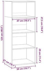 Ντουλάπι Γκρι Σκυροδέματος 50x41x124 εκ. από Επεξεργασμένο Ξύλο - Γκρι