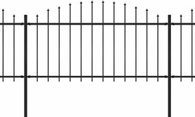 vidaXL Κάγκελα Περίφραξης με Λόγχες Μαύρα (1,25-1,5)x15,3 μ. Ατσάλινα