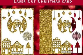 Intra απο ξύλο plywood 3mm-4mm πάχος Χριστουγεννιάτικη κάρτα Δίασταση 30x30 cm INTRAFABR-42130053