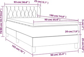 vidaXL Κρεβάτι Boxspring με Στρώμα Κρεμ 90x190 εκ.Υφασμάτινο