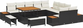 vidaXL Σετ Καναπέ Κήπου με μαξιλάρι 13 pcs Μαύρο Πολυ ράταν