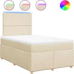 vidaXL Κρεβάτι Boxspring με Στρώμα Κρεμ 120x200 εκ. Υφασμάτινο