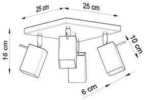Sollux Φωτιστικό οροφής Merida 4,ατσάλι,4xGU10/40w