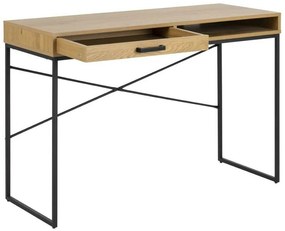 Τραπέζι γραφείου Oakland H125, Με συρτάρια, Αριθμός συρταριών: 1, 75x110x45cm, 18 kg, Μαύρο, Άγρια δρυς | Epipla1.gr