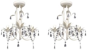 vidaXL Πολυέλαιοι Εκλεπτυσμένοι 2 τεμ. Λευκοί Κρυστάλλινοι