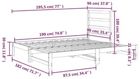 Καναπές Κρεβάτι Συρόμενος 2x(90x190) εκ. Μασίφ Ξύλο Πεύκου - Καφέ