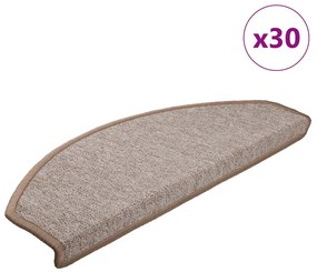 vidaXL Πατάκια Σκαλοπάτια 30 τεμ. Ανοιχτό Καφέ Ημίστρογγυλά Μεγάλα 65x24x4 εκ.