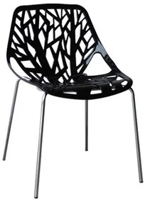 LINEA Καρέκλα Tραπεζαρίας Κουζίνας, Μέταλλο Χρώμιο  Πολυπροπυλένιο Μαύρο  54x51x81cm [-Χρώμιο/Μαύρο-] [-Μέταλλο/PP - ABS - Polywood-] ΕΜ120,2W