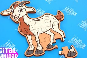 Σετ των 2 Intra απο ξύλο plywood 3mm-4mm πάχος - Παζλ Αγροικία | Παζλ σε σχήμα κατσίκας|CNC Δίασταση 30x20 cm INTRAFABR-103704029