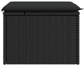 vidaXL Σκαμπό Κήπου με Μαξιλάρι Μαύρο 55x55x37 εκ. από Συνθετικό Ρατάν